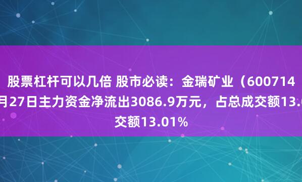 股票杠杆可以几倍 股市必读：金瑞矿业（600714）6月27日主力资金净流出3086.9万元，占总成交额13.01%